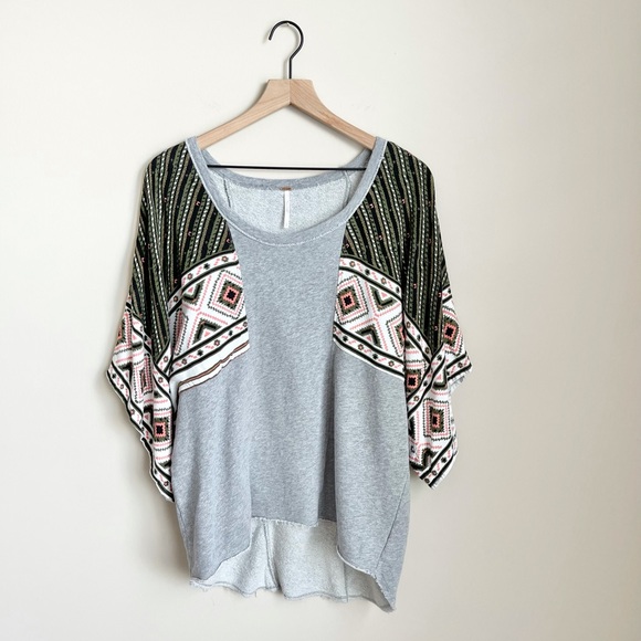 Free People Tops - Free People Aztec Oversized Sleeved Top